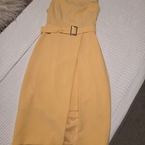 White House Black Market Strapless Yellow Dress